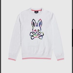Psycho Bunny White Sweatshirt with Colorful Graphic